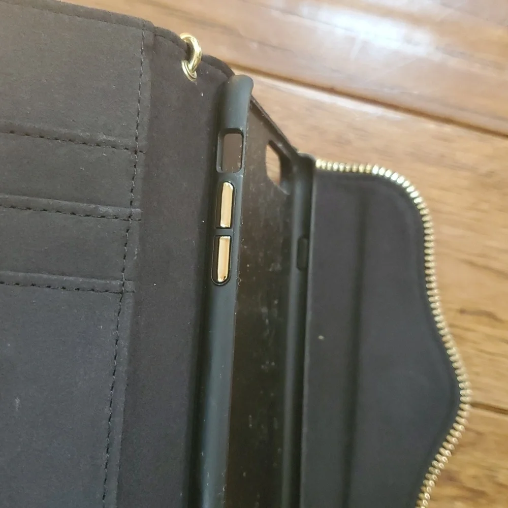 Rebecca Minkoff Black Phone Wristlet with Gold Accents